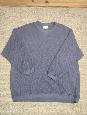 Aerie Waffle Knit Thermal Womens Small Oversized Crew Neck Shirt Periwinkle Blue